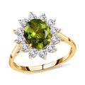 Luxoro 10K Yellow Gold Premium American Natural Arizona Peridot and Moissanite Sunburst Ring (Size 10.0) 2.50 ctw - Sticky add to cart bar