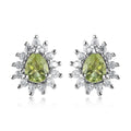 Arizona Peridot and White Zircon Sunburst Earrings in Platinum Over Sterling Silver 0.75 ctw - Sticky add to cart bar