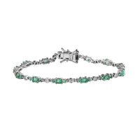 Ethiopian Emerald, Moissanite Bracelet in Platinum Over Sterling Silver (7.25 In) 3.85 ctw