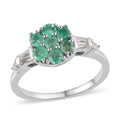 Ethiopian Emerald and Natural White Zircon Ring in Platinum Over Sterling Silver 1.15 ctw - Sticky add to cart bar