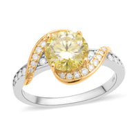Yellow and White Moissanite Ring in Yellow Gold Vermeil and Rhodium Over Sterling Silver 2.00 ctw