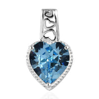 Aquamarine Color Crystal Heart Pendant in Sterling Silver 3.75 ctw