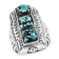 Artisan Crafted Blue Moon Turquoise 3 Stone Ring in Sterling Silver 5.15 ctw - Sticky add to cart bar