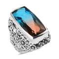 Aqua Terra Costa Quartz (Triplet) Solitaire Ring in Sterling Silver 19.35 ctw - Sticky add to cart bar