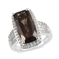 Columbianite and Natural White Zircon Ring in Platinum Over Sterling Silver 5.15 ctw - Sticky add to cart bar