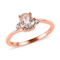 Marropino Morganite and Madagascar Pink Sapphire Ring in Vermeil Rose Gold Over Sterling Silver (Size 10.0) 0.75 ctw - Sticky add to cart bar