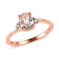 Marropino Morganite and Madagascar Pink Sapphire Ring in Vermeil Rose Gold Over Sterling Silver (Size 10.0) 0.75 ctw
