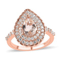 Marropino Morganite and White Zircon Double Halo Ring in Vermeil Rose Gold Over Sterling Silver 2.50 ctw - Sticky add to cart bar