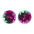 Watermelon Quartz (Triplet) Earrings, Solitaire Stud Earrings, Platinum Over Sterling Silver Earrings, Triplet Quartz Studs, Silver Studs 10.75 ctw - Sticky add to cart bar