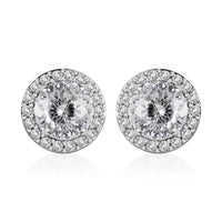 LUXORO 10K White Gold 120 Facets Moissanite Stud Earrings 2.00 ctw