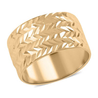 Foglie Oro Italian 10K Yellow Gold Diamond- Cut Leaves Ring 1.40 Grams