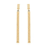 Italian 10K Yellow Gold Diamond-Cut Bar Earrings 1.85 Grams