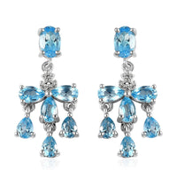 Marambaia Topaz and White Zircon Chandelier Earrings in Platinum Over Sterling Silver 3.90 ctw