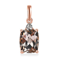 LUXORO 10K Rose Gold AAA Marropino Morganite and Moissanite Pendant 2.50 ctw