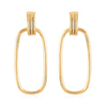 Orecchini Battente Italian 10K Yellow Gold Rectangular Hoop Earrings 2.40 Grams - Sticky add to cart bar