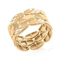 Anello Panther Con Taglio Diamante E Alta Lucidatura Italian 10K Yellow Gold 3-Lined Petal Ring 3.35 Grams - Sticky add to cart bar