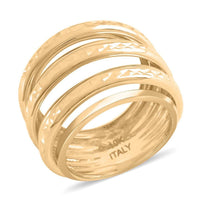 Anello Multifilo Ad Alta Lucidatura E Diamante Italian 10K Yellow Gold Diamond-Cut Multi Strand Ring (Size 10.0) 3.80 Grams