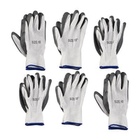 Set of 6 Pairs Grey Nylon Nitrile Garden Gloves (Size 10)