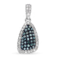 Venice Blue Diamond and Diamond I1-I2 Cluster Pendant in Rhodium & Platinum Over Sterling Silver 0.33 ctw - Sticky add to cart bar