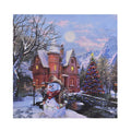 HOMESMART Multi Color Canvas 5-LED Snowman and House Painting (9.84"x0.019"x9.84") (2xAA Battery Not Included) - Sticky add to cart bar
