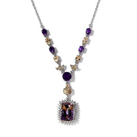 AAA Anahi Ametrine and Multi Gemstone Necklace 18 Inches in Platinum Over Sterling Silver 12.75 ctw