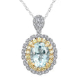 Mangoro Aquamarine, Natural Yellow and White Diamond 2.10 ctw Necklace in 14K White and Yellow Gold 18 Inches - Sticky add to cart bar