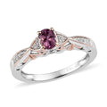 Narsipatnam Purple Spinel and Natural White Zircon Ring in Vermeil RG and Platinum Over Sterling Silver (Size 10.0) 0.60 ctw - Sticky add to cart bar