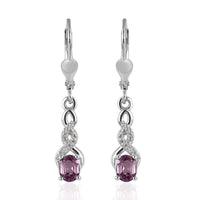 Narsipatnam Purple Spinel and White Zircon Lever Back Earrings in Platinum Over Sterling Silver 1.00 ctw