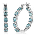 Madagascar Paraiba Apatite and Moissanite Inside Out Hoop Earrings in Platinum Over Sterling Silver 6.50 ctw - Sticky add to cart bar