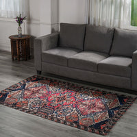 HOMESMART Blue Color Polyester Handwoven Digital Printed Rug (84"x60") (6.1 lbs)