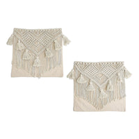 HOMESMART Set of 2 Cream Cotton Macrame Cushion Covers