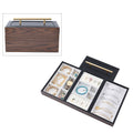 Brown Wooden Walnut Faux Leather 3 Layer Jewelry Box - Sticky add to cart bar