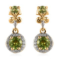 Arizona Peridot and White Zircon Dangle Earrings in Vermeil Yellow Gold Over Sterling Silver 1.90 ctw - Sticky add to cart bar