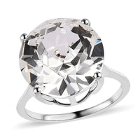 White Crystal Solitaire Ring in Sterling Silver