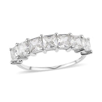 Simulated White Diamond 7 Stone Ring in Sterling Silver (Size 10.0) (Del. in 10-15 Days) 3.65 ctw