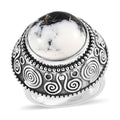 Artisan Crafted White Buffalo Ring in Sterling Silver (Size 10.0) (Del. in 5-7 Days) 9.50 ctw - Sticky add to cart bar