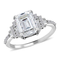 Moissanite Ring in Platinum Over Sterling Silver 3.75 ctw