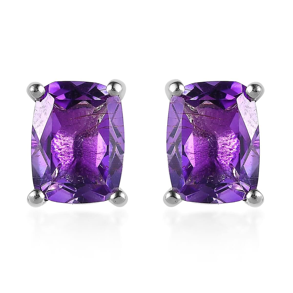 Premium Moroccan Amethyst Solitaire Stud Earrings in Platinum Over Sterling Silver 3.00 ctw