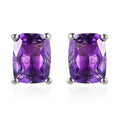 Premium Moroccan Amethyst Solitaire Stud Earrings in Platinum Over Sterling Silver 3.00 ctw - Sticky add to cart bar