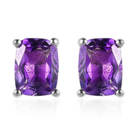 Premium Moroccan Amethyst Solitaire Stud Earrings in Platinum Over Sterling Silver 3.00 ctw