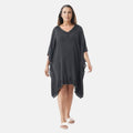 Tamsy Black Neck and Bottom Embroidery Kaftan - One Size Fits Most - Sticky add to cart bar