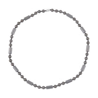 Hematite Beaded Men's Necklace 24 Inches in Silvertone 515.00 ctw