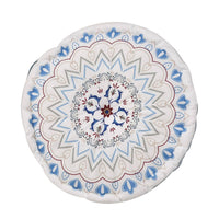 Homesmart Blue Round Floral Printed Floor Cushion (Dia. 15.75")