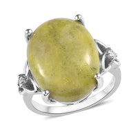 Connemara Marble and Moissanite Ring in Platinum Over Sterling Silver (Size 9.0) 14.75 ctw