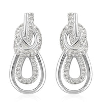Simulated Diamond Dangle Earrings in Silvertone 0.85 ctw
