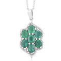 AAA Kagem Emerald and White Zircon Pendant Necklace 18 Inches in Rhodium Over Sterling Silver 2.40 ctw - Sticky add to cart bar