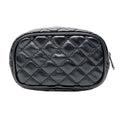 Black Quilted Pattern Vegan Leather Cosmetic Bag (6.25"x3"x4") - Sticky add to cart bar