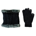 Black and Gray Acrylic Winter Knit Scarf & Gloves Set (11"x1"x15") - Sticky add to cart bar