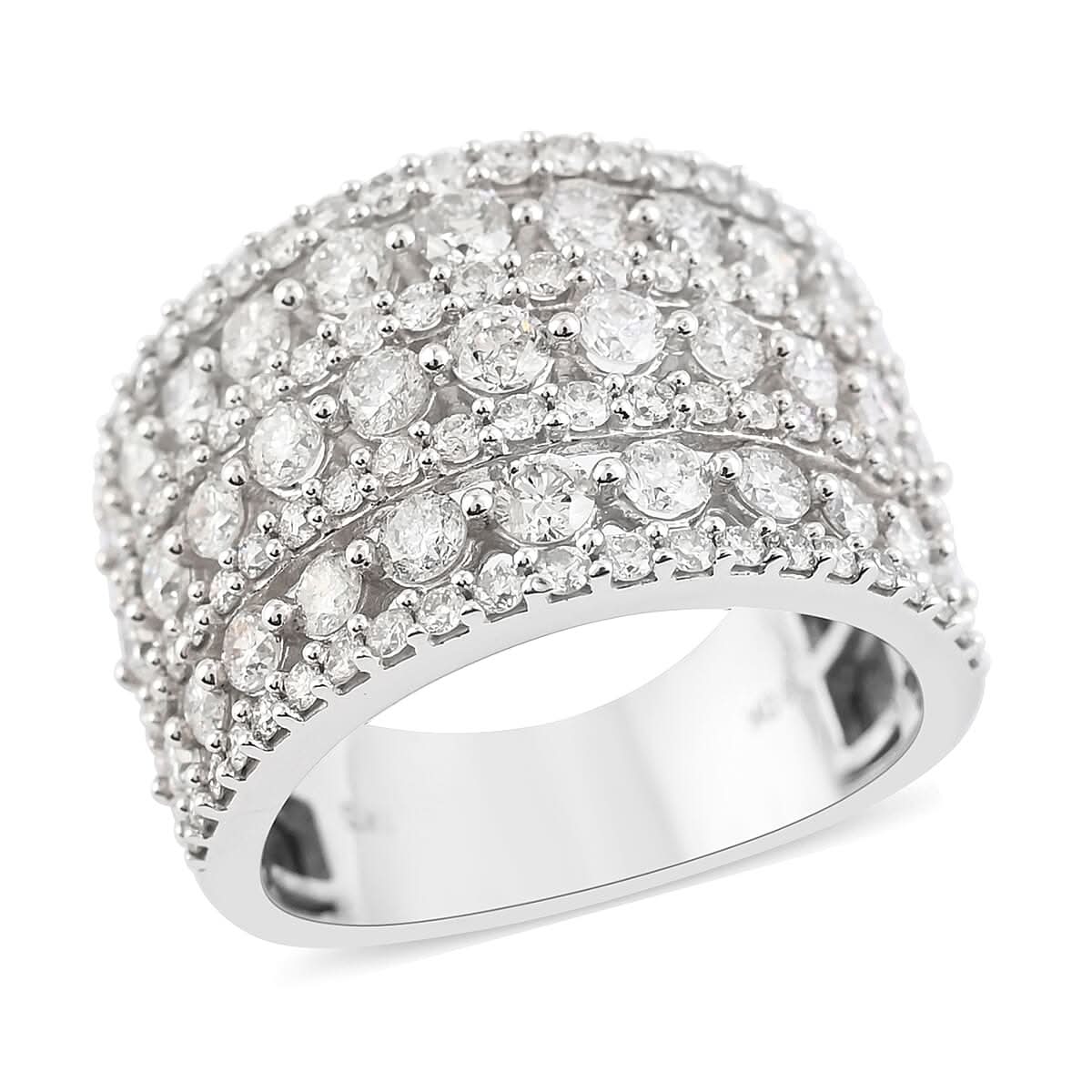 10K White Gold Diamond G-H I1 Multi Row Ring 6.90 Grams 2.00 ctw