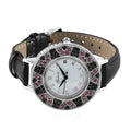 GENOA Natural Chrome Diopside, Natural Thai Black Spinel Miyota Japanese Movement Watch with Black Leather Strap (26 mm) 2.25 ctw - Sticky add to cart bar